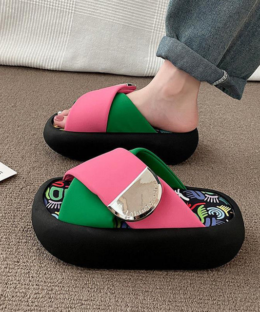 Thick Sole Imitation Leather Slippers