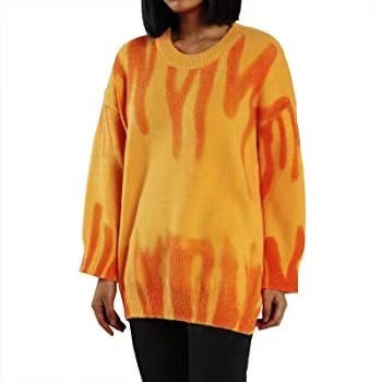Loose Printed Geometric Pullover Knit Sweater