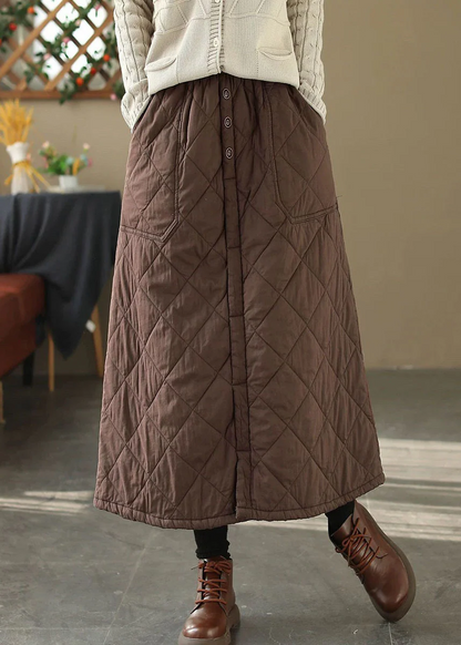 Women's Pocket Elastic Waist Cotton Padded Skirt Winter
