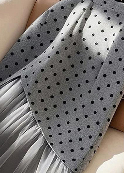 Ladies Dot High Waist Tulle Patchwork Half-body Skirt Spring