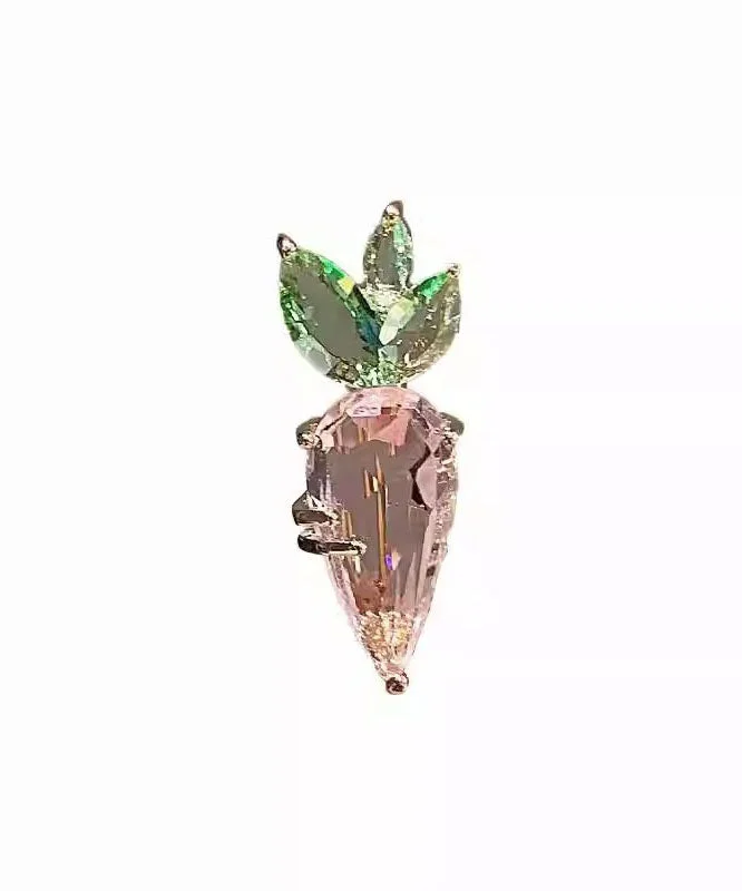 Women's Pink Alloy Crystal Carrot Brooch