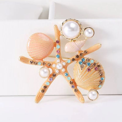 Chic Star Scallop Brooch Alloy Personalized Pins
