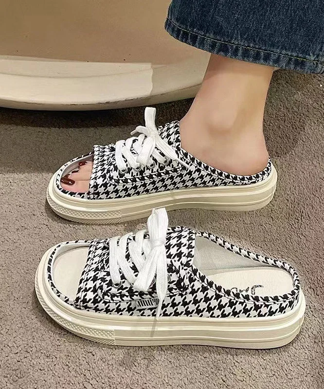 Women's Summer Fashion Green Lace-up Canvas Slippers