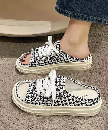 Women's Summer Fashion Green Lace-up Canvas Slippers
