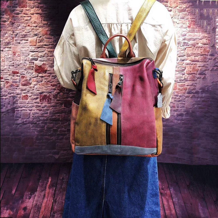 Clashing Fashion Retro Handbag Leather Women's Bags