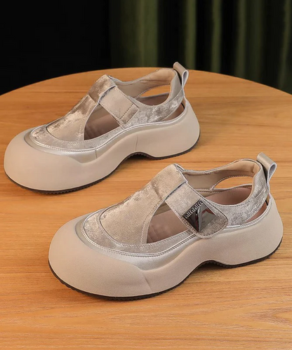Women's Party Travel Apricot Hollow Out Breathable Thick Bottom Sandals