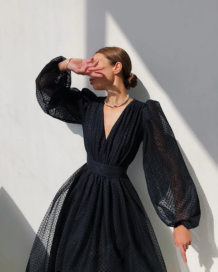 French Polka Dot Patchwork A-Line Dress