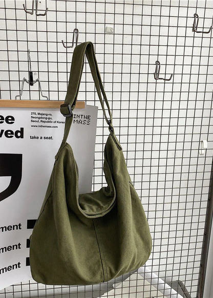 Casual solid colour canvas satchel