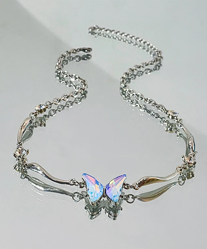 Women's Chic Hundred Silk Stainless Steel Butterfly Pendant Necklace