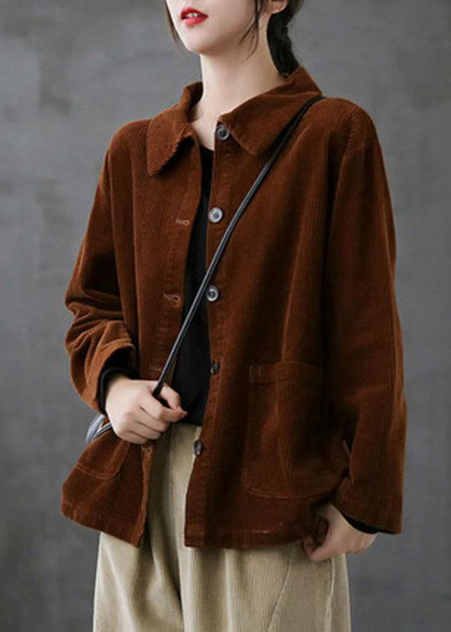 Women's Loose Pocket Long Sleeve Corduroy Jacket