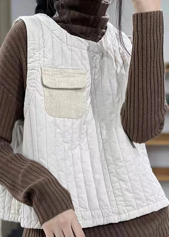 Vintage Collar Patchwork Cotton Vest