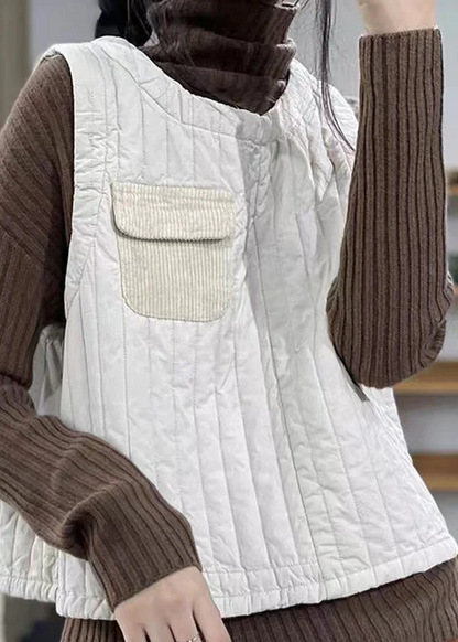Vintage Collar Patchwork Cotton Vest
