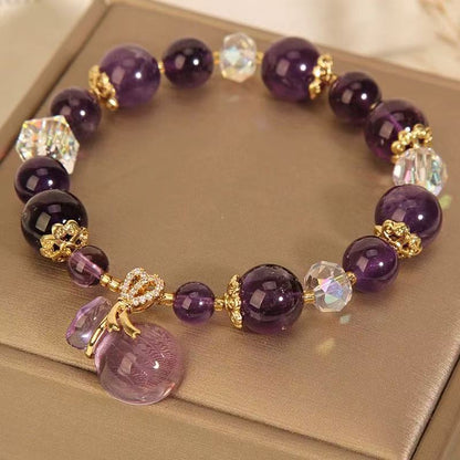 Women's Purple Crystal Necklace Symbolizes Calming Tension