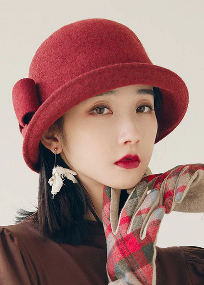 Elegant Bow Edge Rolled Wool Knit Hat