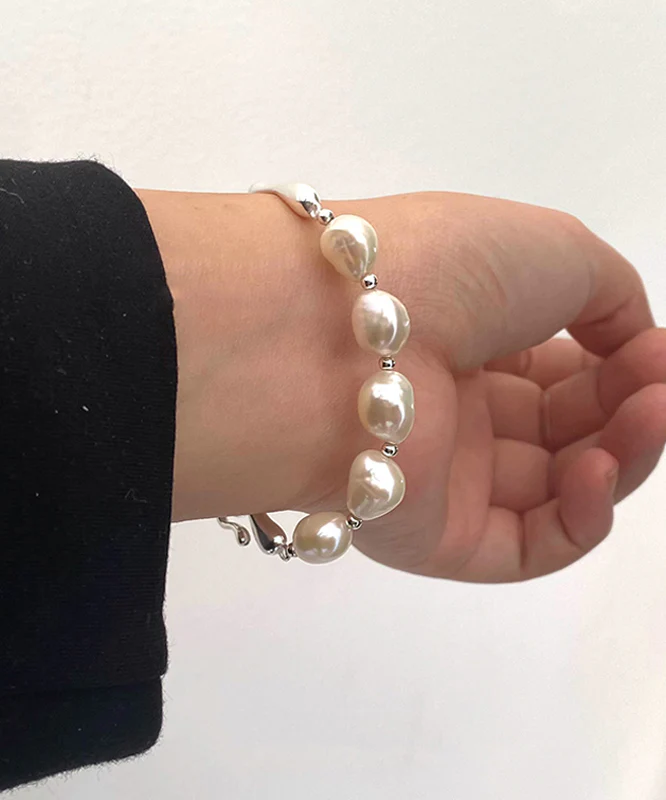 Fashion White Sterling Silver Pearl Bracelet