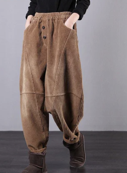 Women's Plus Size Corduroy Pockets Cotton