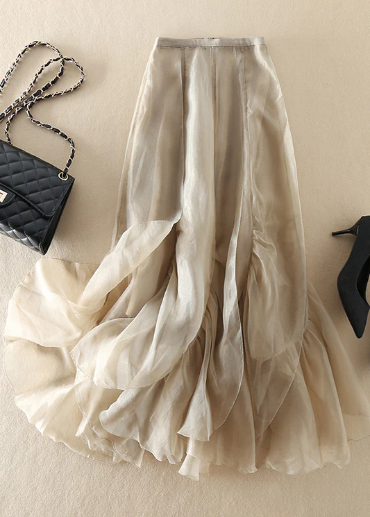 Italian Patchwork Wrinkled Irregular Skirt