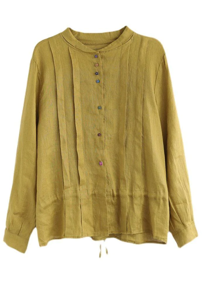 Women's Elegant Button Top Long Sleeve Linen