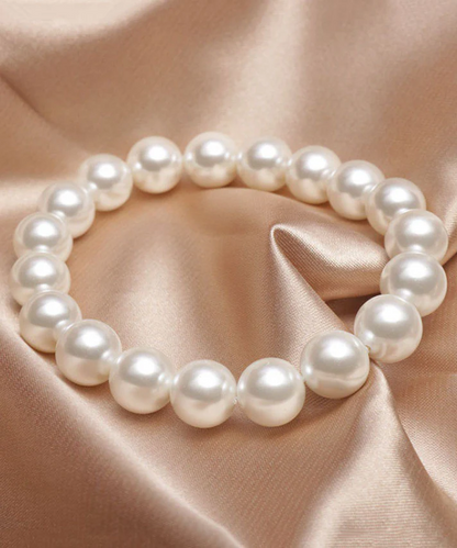 Women's Fashion White Alloy Pearl Beaded Bracelet