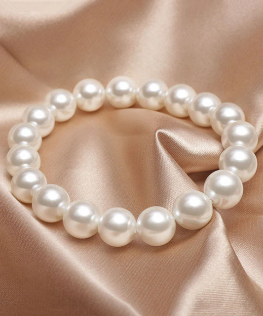 Women's Fashion White Alloy Pearl Beaded Bracelet