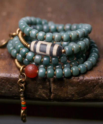 Women's Bodhi Beaded Tassel Charm Lucky Bracelet Necklace
