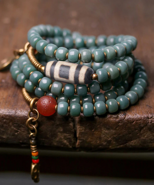 Women's Bodhi Beaded Tassel Charm Lucky Bracelet Necklace