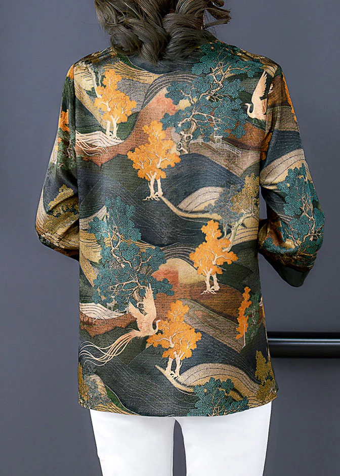Chinese Style Standing Collar Button Patchwork Silk Top