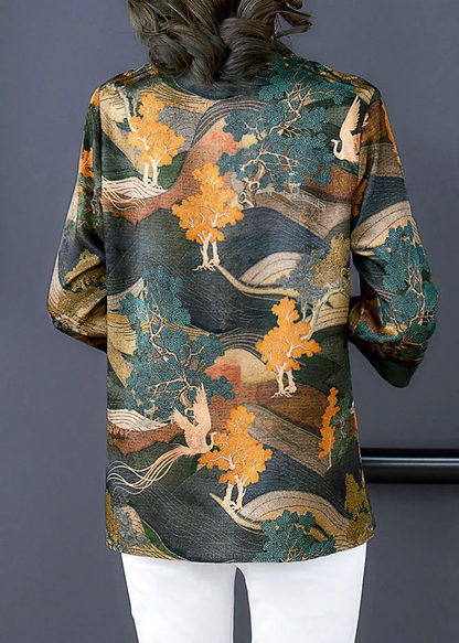 Chinese Style Standing Collar Button Patchwork Silk Top