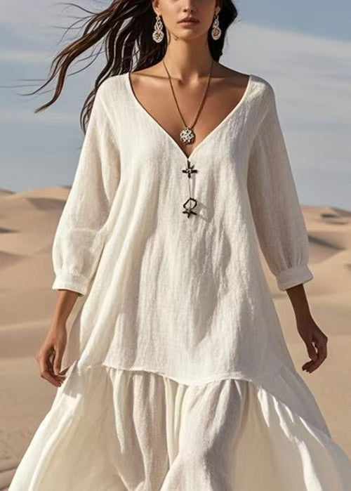 Women's Original Apricot Patchwork Cotton Dress Spring