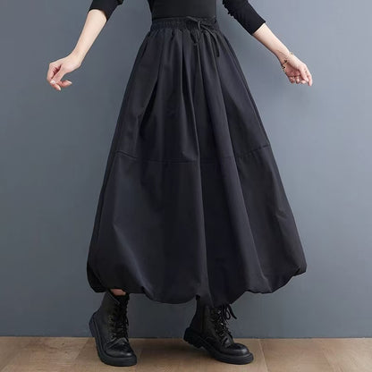Women's High Waist Black Lantern Skirt Baidu
