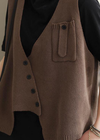 Elegant Asymmetric Patchwork Knit Vest Sleeveless