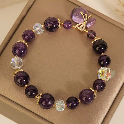 Women's Purple Crystal Necklace Symbolizes Calming Tension