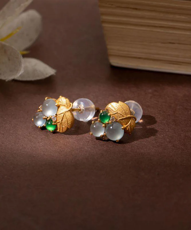 Party with Gold Sterling Silver Plated Emerald Grape Earrings