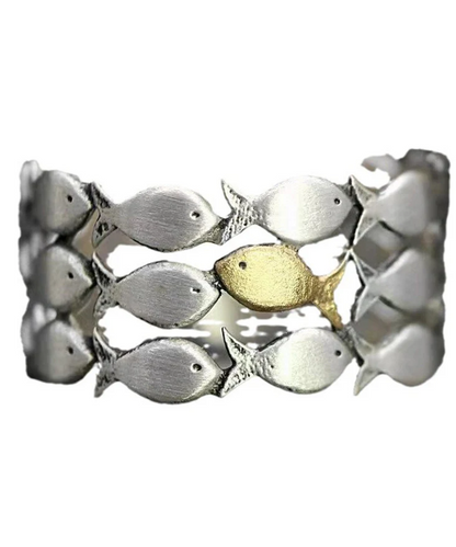 Women's Yellow Sterling Silver Fish Ring