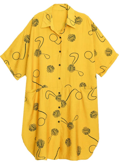 Women's Polka Dot Print Short Sleeve Shirt Dresses