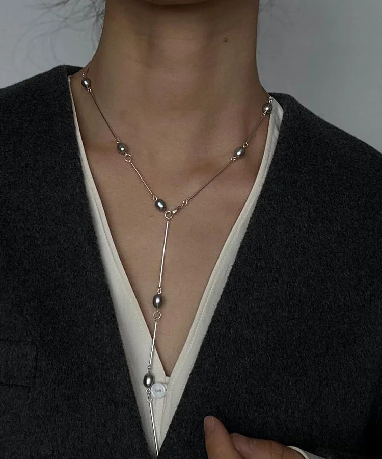 Women's Accessories Stainless Steel Pearl Lasso Necklace