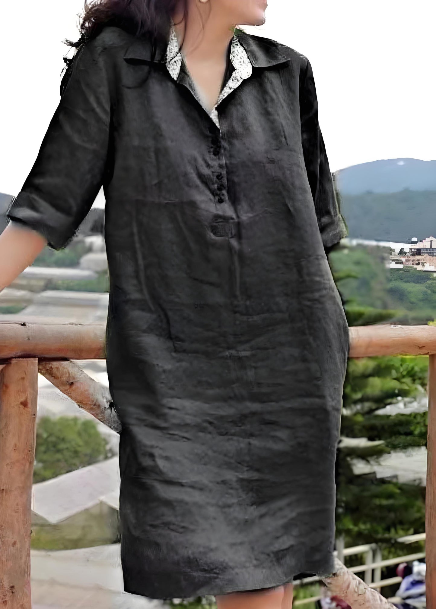 Women's Yellow Peter Pan Collar Patchwork Vacation Dress Summer