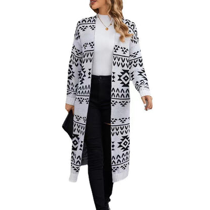 Loose Cardigan Snowflake Geometric Knit Sweater