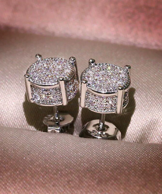 Chic Sterling Silver Zirconia Earrings