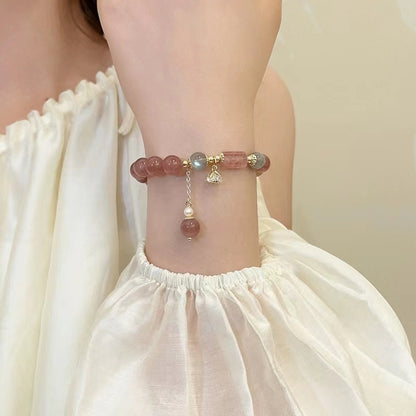 Natural Crystal Beaded Charm Bracelet