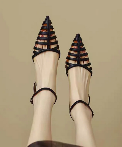 Fashion Faux Leather Sandals Hollow Pointed Toe