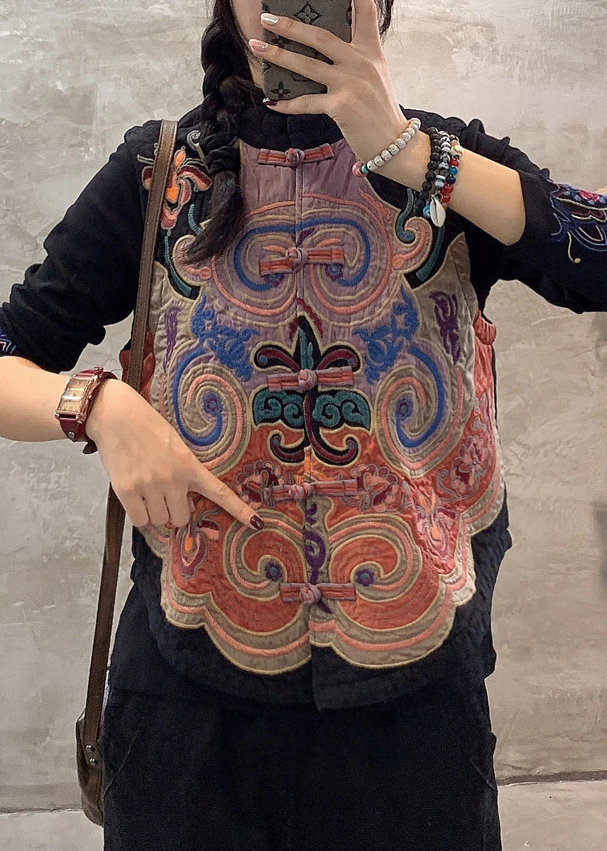 Vintage Embroidered Floral Button Vest