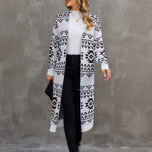Loose Cardigan Snowflake Geometric Knit Sweater