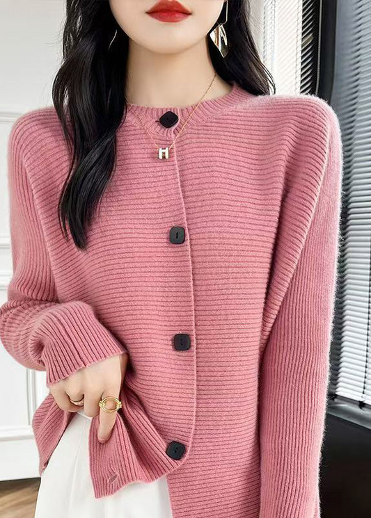 Women's Round Neck Button Down Cotton Knitted Cardigan