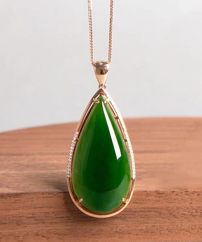 Jadeite Pendant Necklace in Sterling Silver 18K setting
