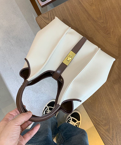 Women's Khaki Durable Faux Leather Tote Bag