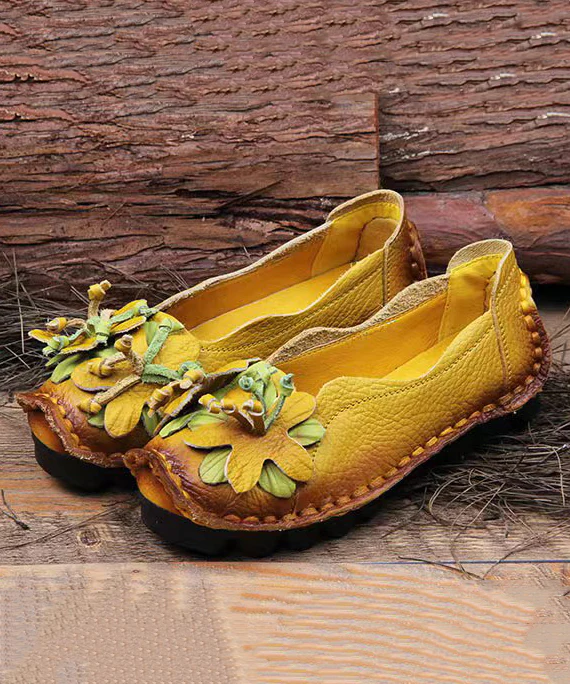 Bohemian Leather Floral Patchwork Flats