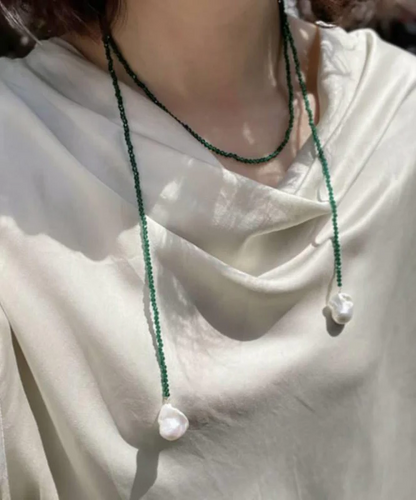 Versatile Pearl Bead Engraved Necklace