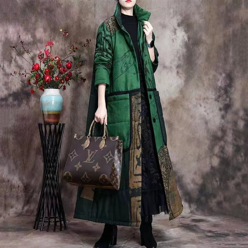 Printed Pocket Thickened Cotton Jacket