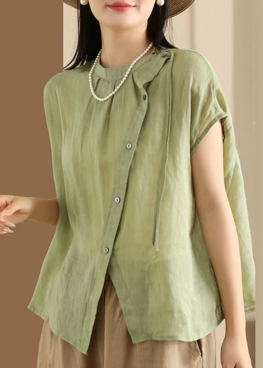 Women's Asymmetric Round Neck Short Sleeve Shirt Top